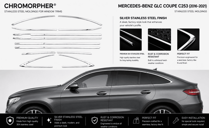 Mercedes-Benz GLC Coupe C253 Stainless Steel Window Trim Moldings (2017-2021)