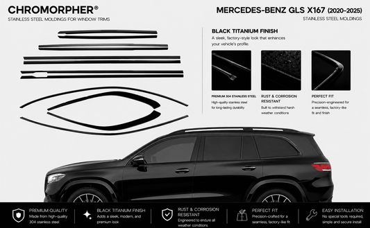Mercedes-Benz GLS X167 (2020–2025) Stainless Steel Window Trim Moldings