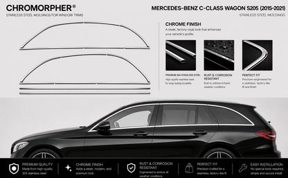 Mercedes-Benz C-Class Wagon S205 (2015-2021) Black Glossy Window Trim Molding