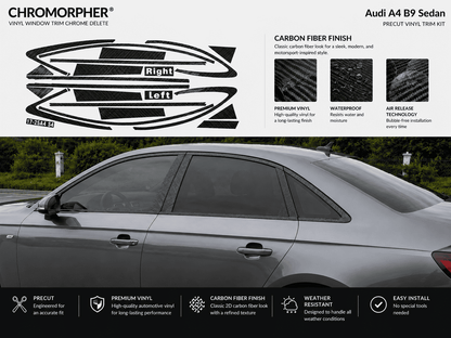 ChroMorpher Audi A4/S4 B9 Precut Chrome Delete Kit (2017–2025) - ChroMorpher