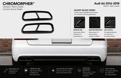 ChroMorpher Audi A6 Stainless Steel Exhaust Trim Covers (2016–2018) - ChroMorpher