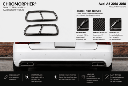 ChroMorpher Audi A6 Stainless Steel Exhaust Trim Covers (2016–2018) - ChroMorpher