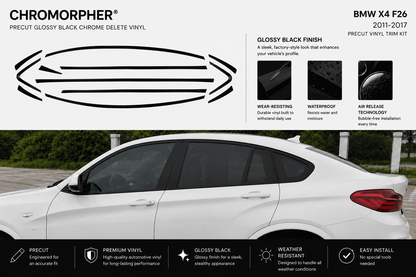 BMW X4 F26 (2011–2017) Precut Glossy Black Window Chrome Delete Kit