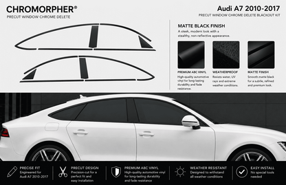Audi A7 Black Optics (2009-2017) Window Trim Blackout Kits - Stainless Steel