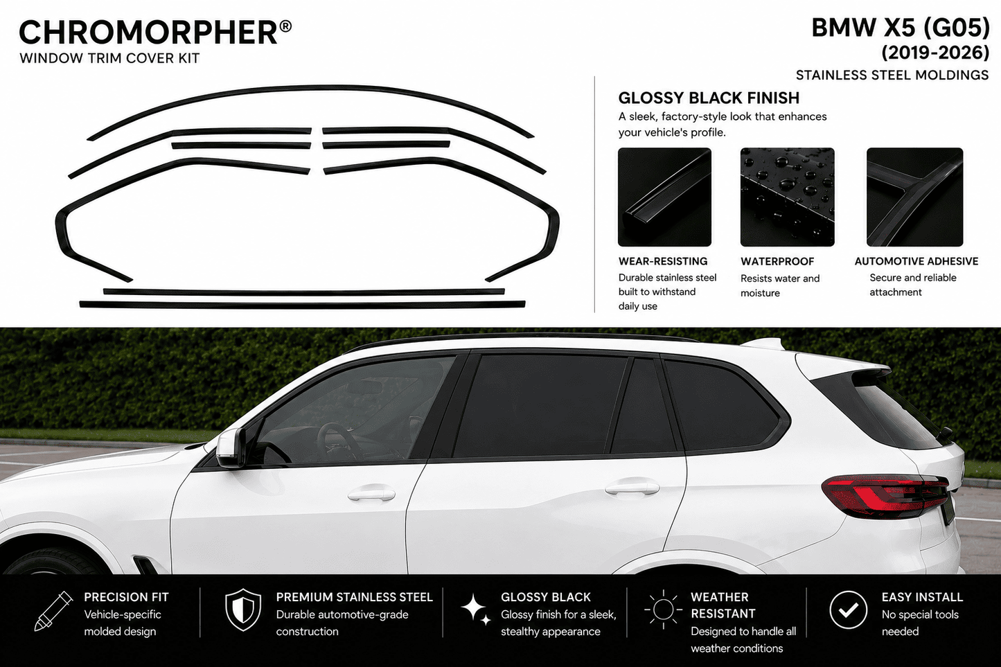 BMW X5 G05 (2019–2026) Window Trim Cover Kit