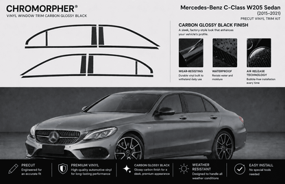 Mercedes-Benz C-Class W205 Sedan Precut Chrome Delete Vinyl Kit (2015–2021)