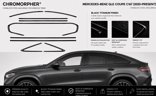 Mercedes-Benz GLE Coupe C167 (2020–2025) Stainless Steel Window Trim Moldings