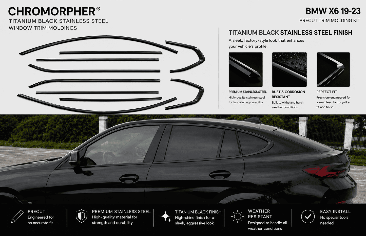 BMW X6 G06 Stainless Steel Window Trim Kit