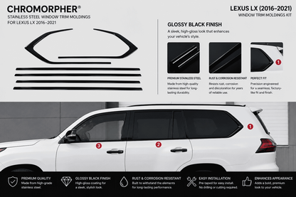 Lexus LX (2016–2026) Stainless Steel Window Trim Moldings
