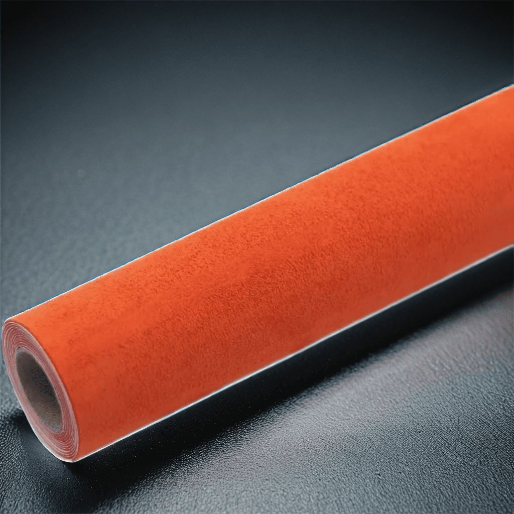 ChroMorpher Suede Touch Interior Vinyl roll in vibrant orange, perfect for adding a bold, soft-textured look to car interiors.