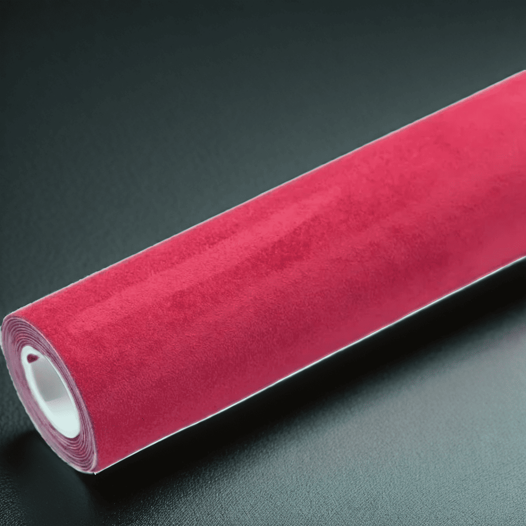 ChroMorpher Suede Touch Interior Vinyl roll in vibrant red, adding a bold and soft texture to car interiors