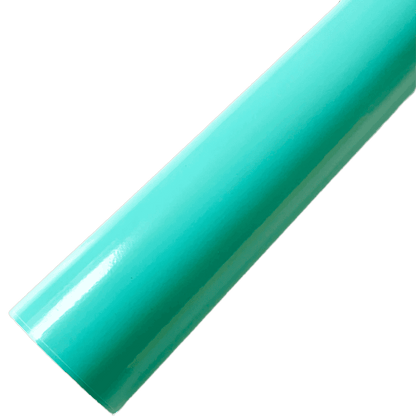 A vibrant roll of ChroMorpher Aqua Gloss Vinyl showcasing a sleek and glossy aqua finish, perfect for adding a fresh and modern touch to any surface.