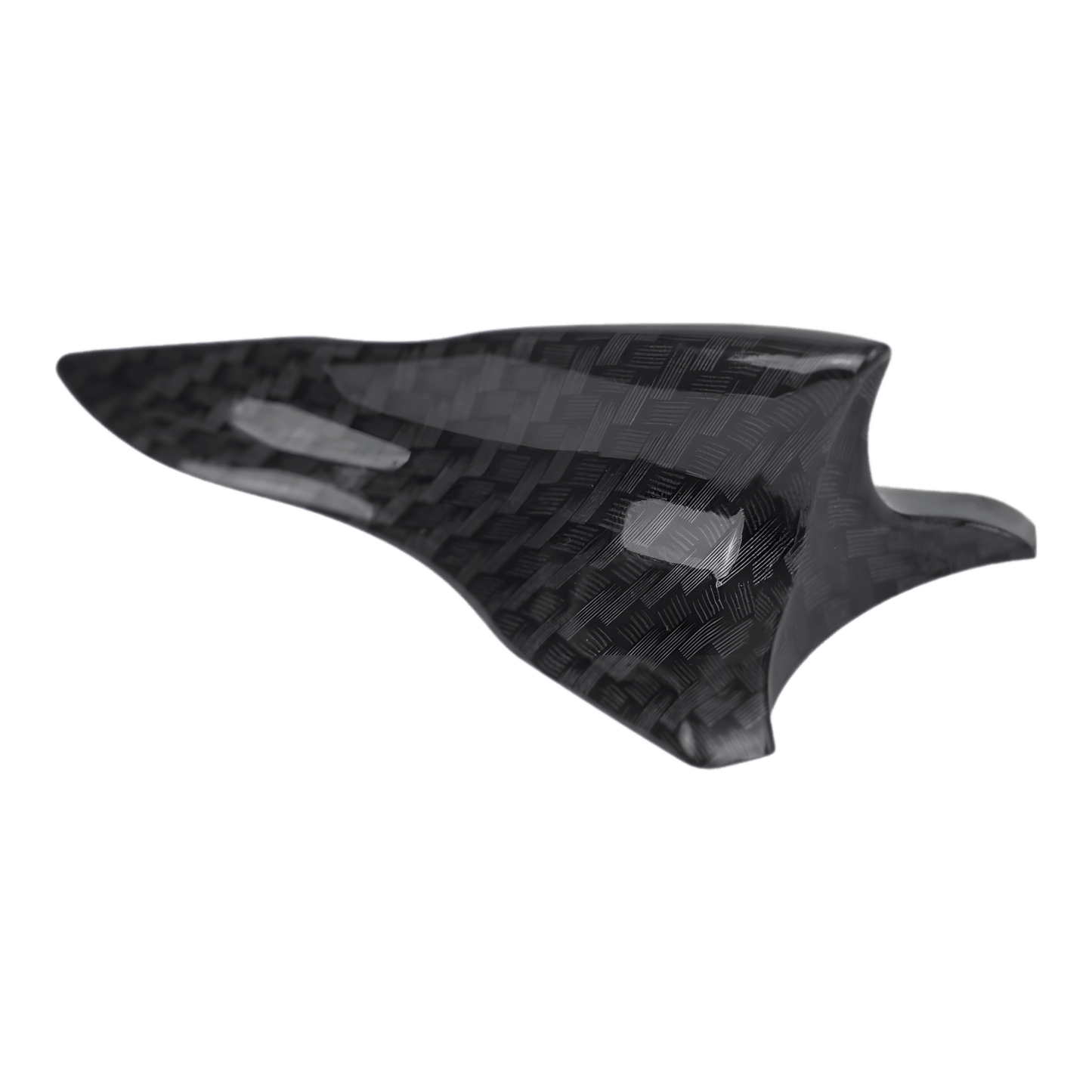 A carbon fiber shark fin spoiler designed for aerodynamic enhancement and stylish vehicle modification. Features a sleek carbon fiber pattern finish, ideal for improving downforce and reducing drag. Perfect for universal car applications, including sports cars, sedans, and SUVs.