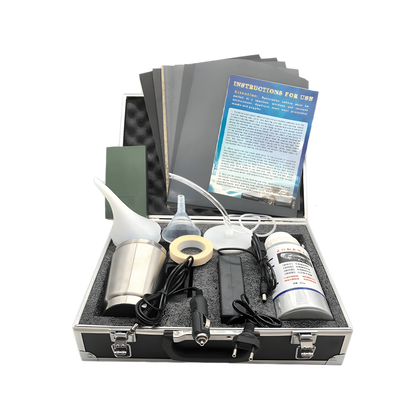 ChroMorpher Headlight Polishing Toolbox Kit – Includes all necessary tools for effective car headlight restoration, including liquid polymer, sandpaper, funnel, heated cup, and more in a durable case.