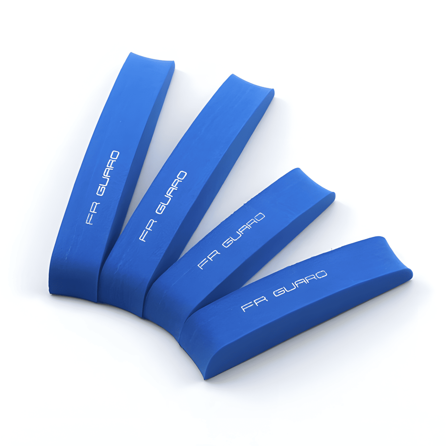 A set of ChroMorpher Protective FR Guard Car Mouldings in vibrant blue, featuring a sleek, modern design with "FR GUARD" branding. These mouldings are designed to protect vehicle doors from impacts while enhancing their appearance.