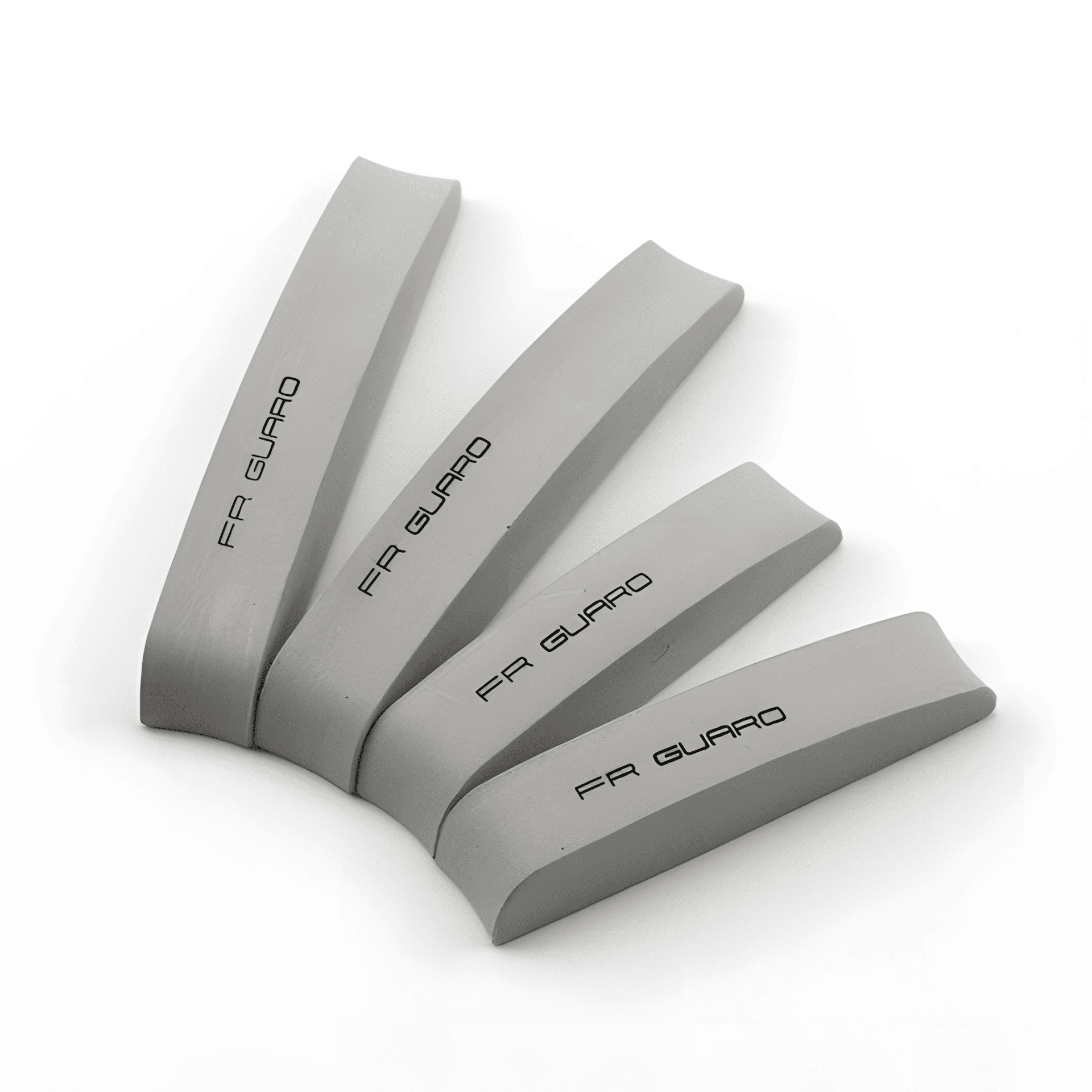 A set of ChroMorpher Protective FR Guard Car Mouldings in grey, featuring a sleek design with 