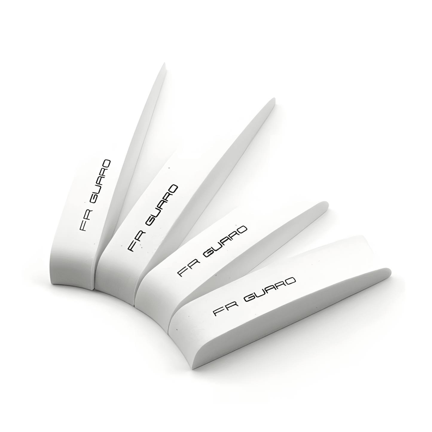 A set of ChroMorpher Protective FR Guard Car Mouldings in white, designed to protect a vehicle’s exterior from scratches and minor impacts, featuring the "FR GUARD" branding.