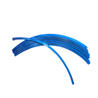 A set of ChroMorpher Reflective Rim Stripe Decals in blue, designed to add a stylish accent to vehicle rims while enhancing nighttime visibility with a reflective finish.