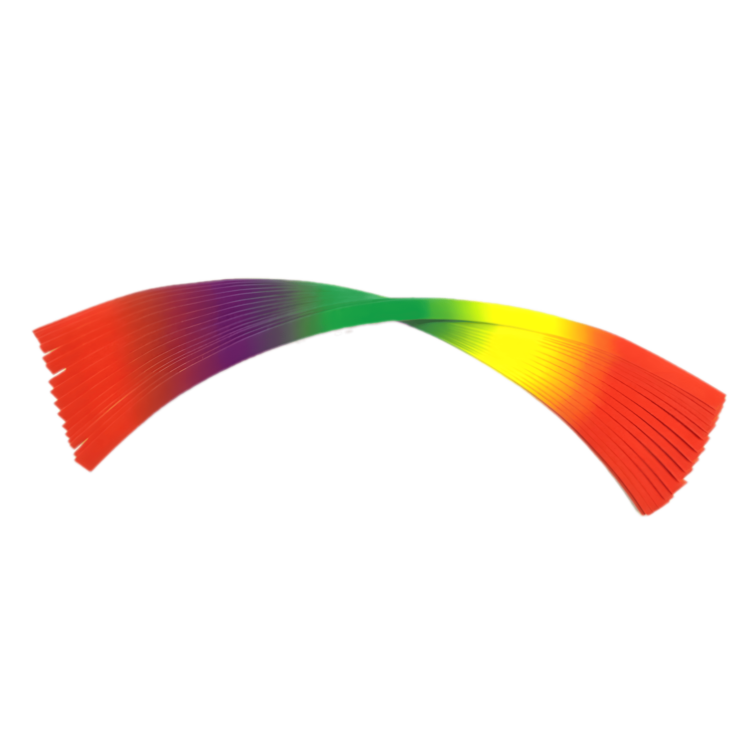 A vibrant set of ChroMorpher Reflective Rim Stripe Decals featuring a striking rainbow gradient. These high-quality, waterproof vinyl strips enhance wheel aesthetics and increase visibility in low-light conditions for added safety on the road.