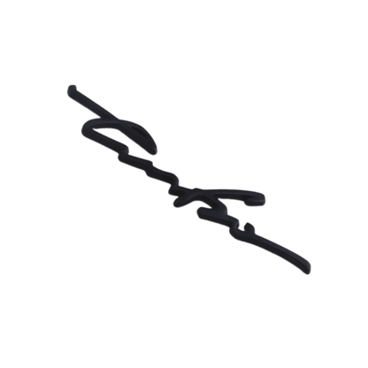 A close-up of the black "Turbo" 3D emblem badge made from high-quality zinc alloy. The bold and aggressive design of this self-adhesive car sticker is perfect for customizing your car with a sleek, matte finish. This emblem is ideal for adding a race-inspired, performance look to your vehicle's exterior and interior surfaces.