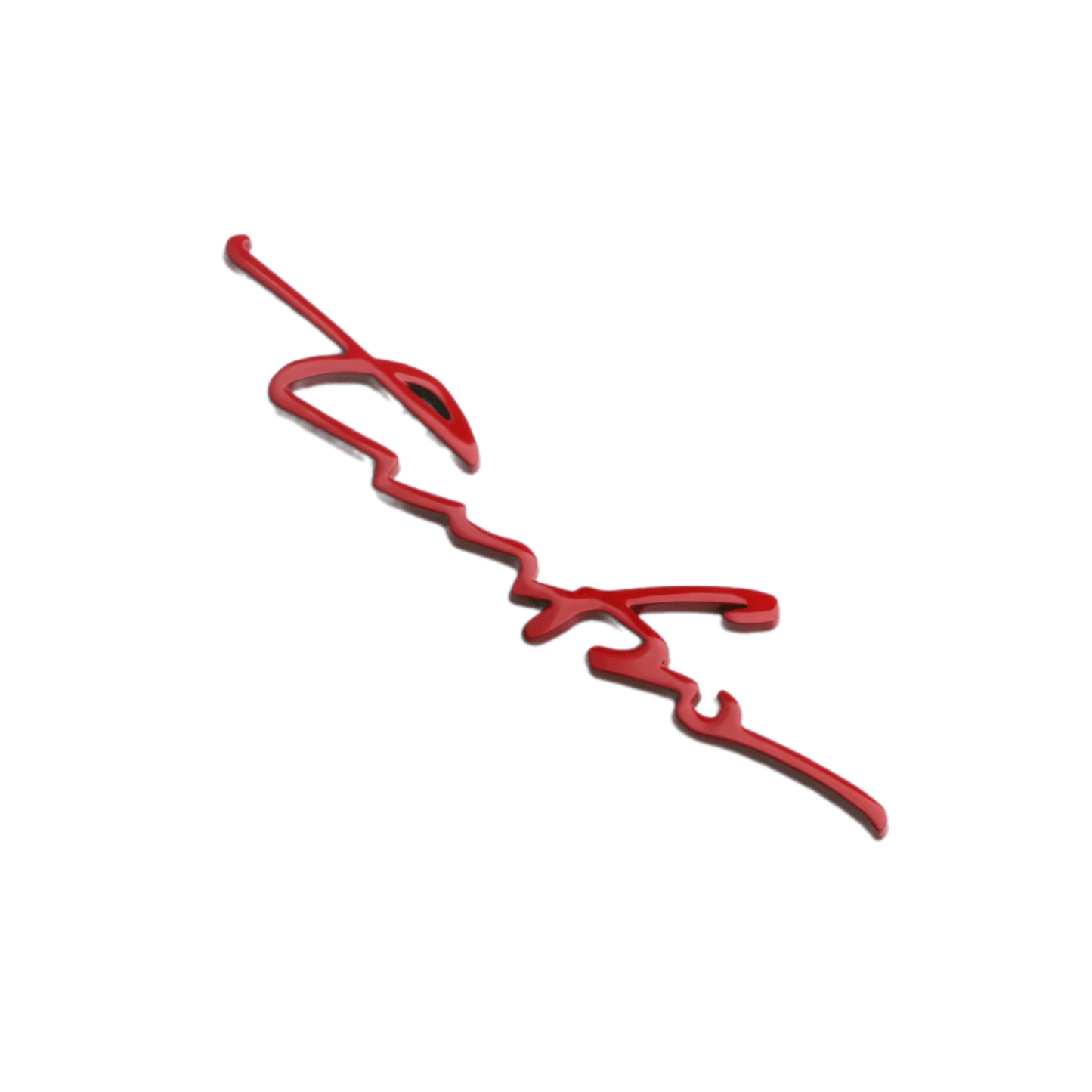 A close-up view of the red "Turbo" 3D emblem badge, showcasing its sleek and high-quality zinc alloy construction. The bold, sporty design is ideal for customizing vehicles with a dynamic, race-inspired aesthetic, enhancing both interior and exterior surfaces. This durable, weather-resistant decal is perfect for car bodies, windows, and bumpers.