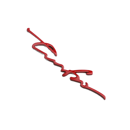 A close-up view of the red "Turbo" 3D emblem badge, showcasing its sleek and high-quality zinc alloy construction. The bold, sporty design is ideal for customizing vehicles with a dynamic, race-inspired aesthetic, enhancing both interior and exterior surfaces. This durable, weather-resistant decal is perfect for car bodies, windows, and bumpers.