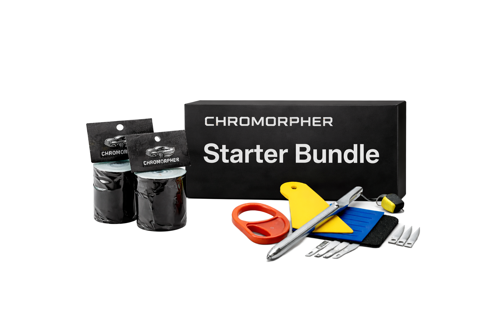 Starter bundle box with its contents outside.