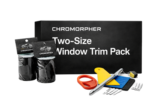 Two-size window trim pack box with its content outside.