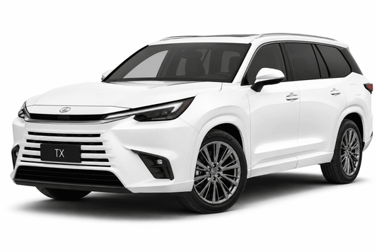A white Toyota Highlander SUV shown from a three-quarter front angle on a clean white background.