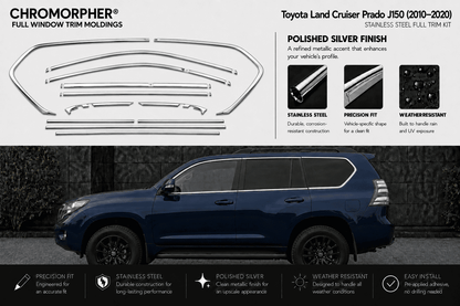 Toyota Land Cruiser Prado J150 (2010–2020) Stainless Steel Window Trim Moldings