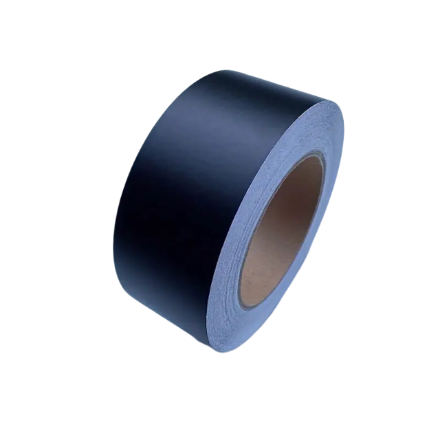 Roll of ChroMorpher matte black vinyl tape on a plain background, showcasing its smooth, non-reflective finish.
