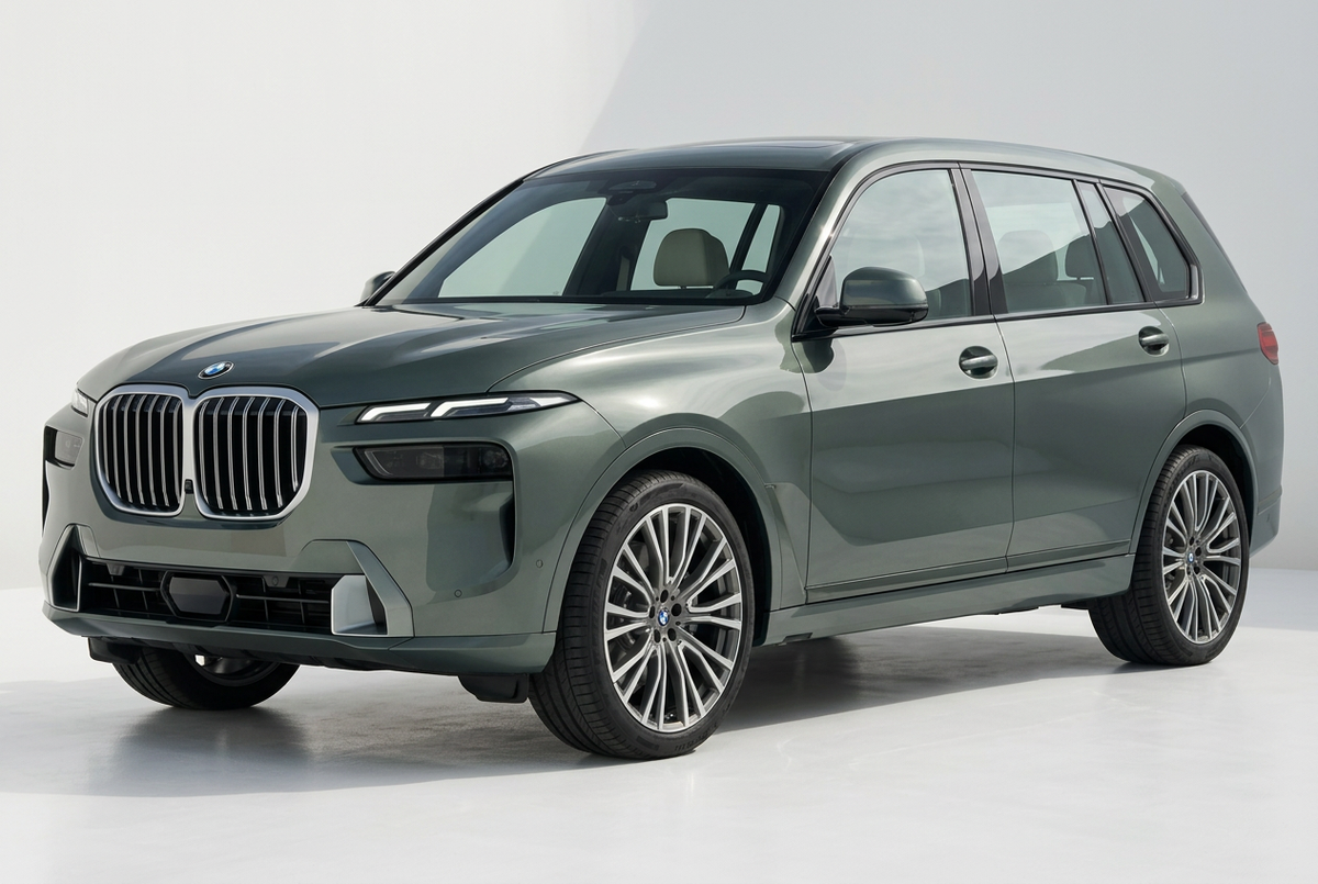 BMW X7 (2019–2026) shown from a front three-quarter angle on a light studio background.