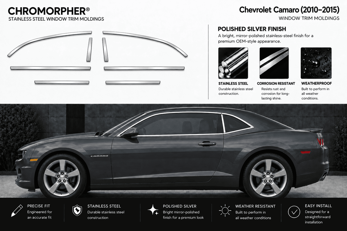 Chevrolet Camaro (2010–2015) Stainless Steel Window Trim Moldings
