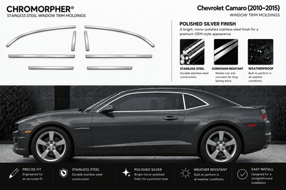 Chevrolet Camaro (2010–2015) Stainless Steel Window Trim Moldings
