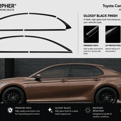 Toyota Camry (2018–2023) Precut Chrome Delete Window Trim - alternate view