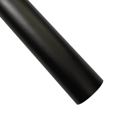 A sleek black ChroMorpher Ice Matte Vinyl strip with a smooth satin matte chrome finish, perfect for automotive customization and creative DIY projects, displayed on a textured dark surface.
