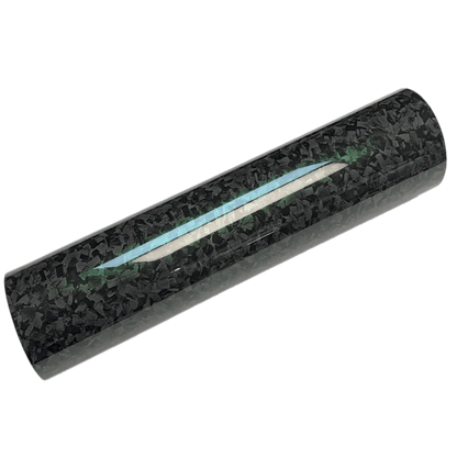 A single roll of Glossy Forged Carbon Fiber Vinyl Wrap with a subtle green highlight. The high-gloss finish and intricate forged carbon texture make it a premium choice for car and accessory customizations, providing a sleek and modern appearance.