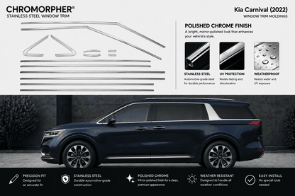 Kia Carnival (2022) Stainless Steel Window Trim Moldings