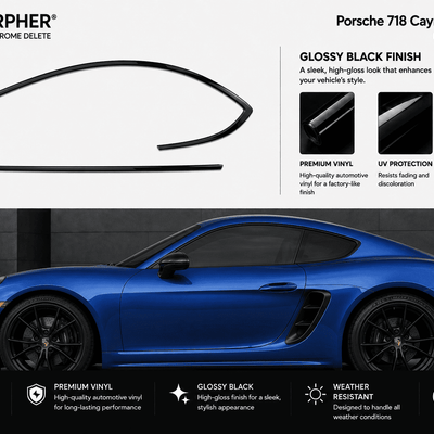 Porsche 718 Cayman (2016–2025) Precut Chrome Delete Window Trim - alternate view