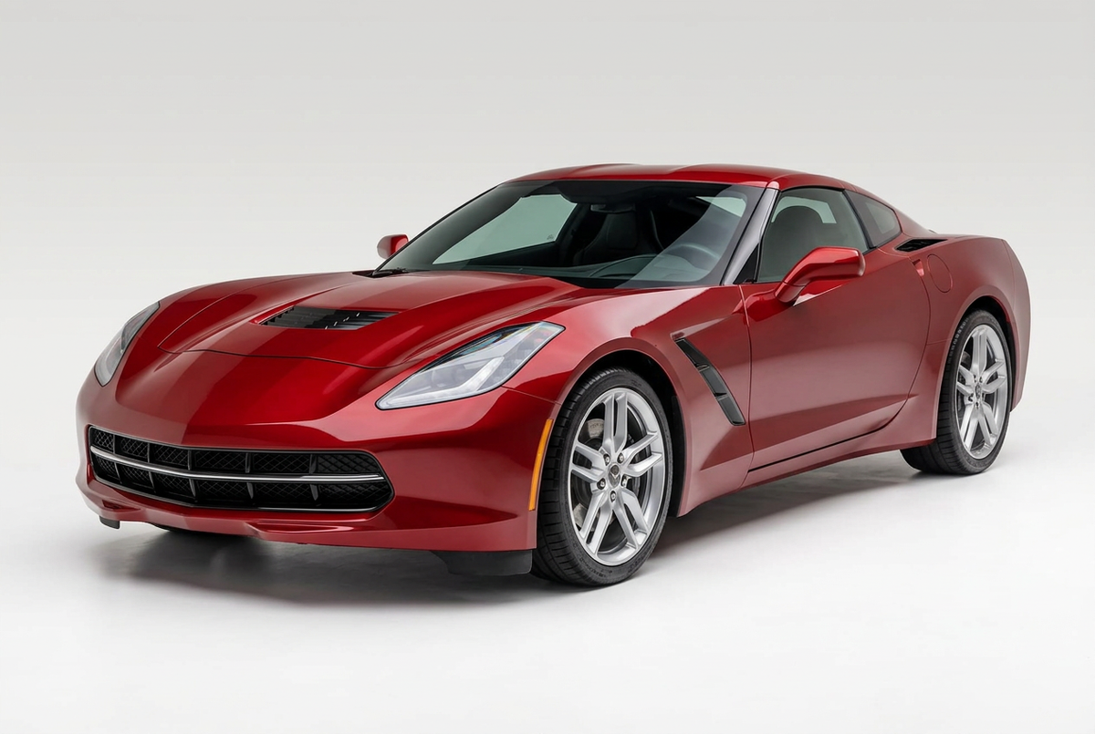 Chevrolet Corvette (2014–2019) shown from a front three-quarter angle on a light studio background.