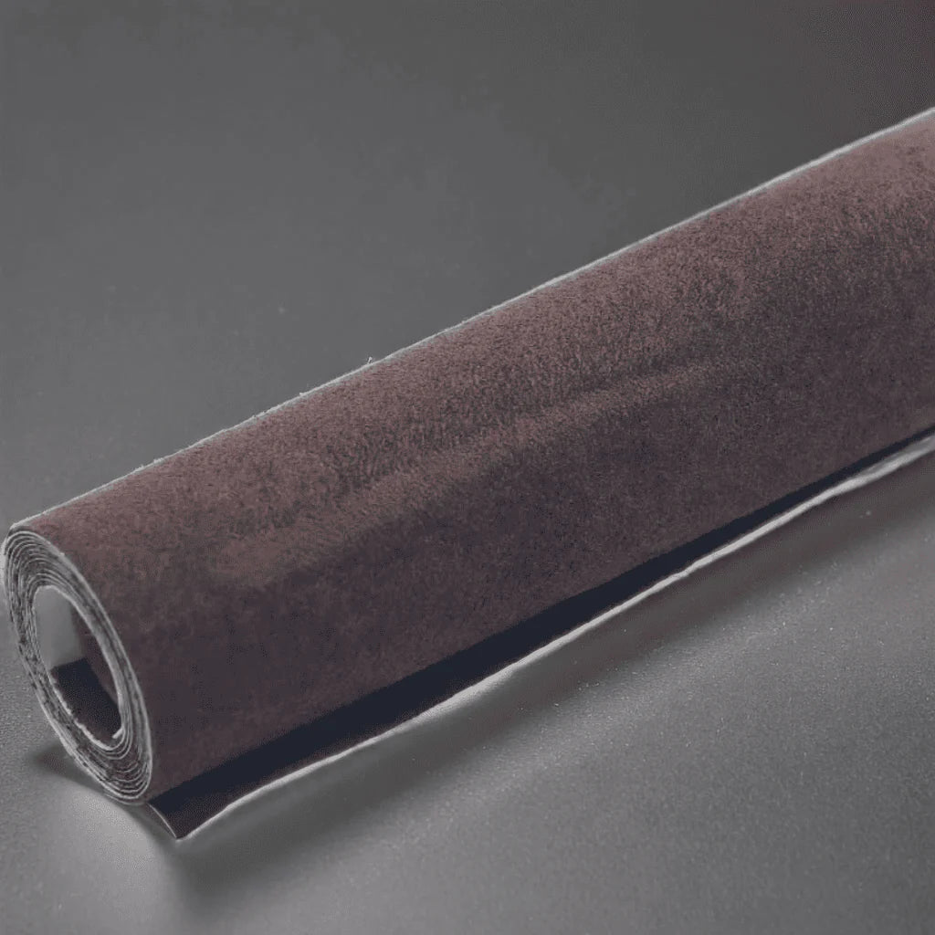 ChroMorpher Suede Touch Interior Vinyl roll in dark brown, providing a soft, luxurious texture for automotive interiors