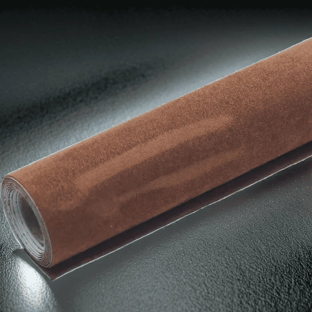 ChroMorpher Suede Touch Interior Vinyl roll in light brown, offering a soft, elegant texture for car interiors.