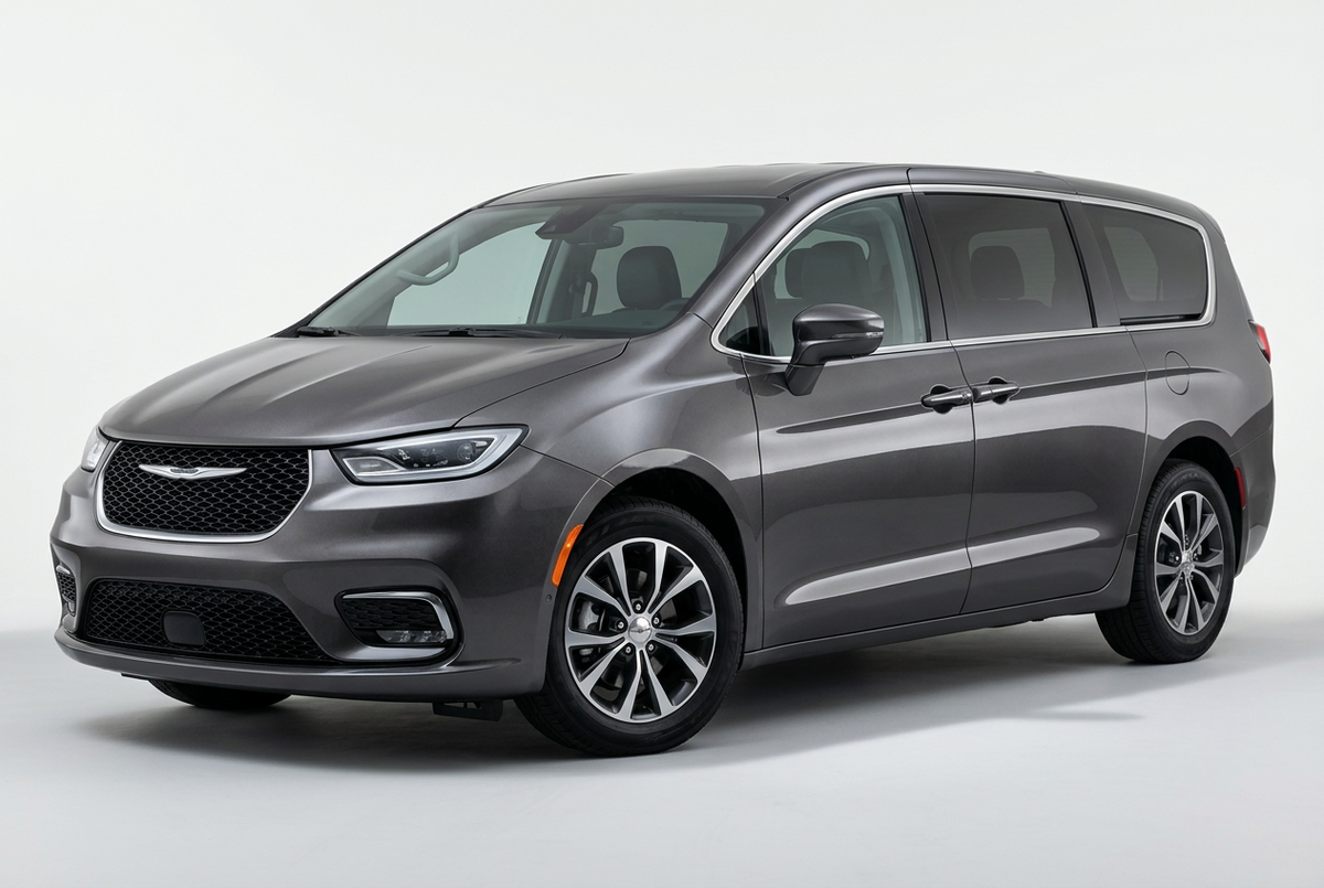 Chrysler Voyager (2020–2025) shown from a front three-quarter angle on a light studio background.