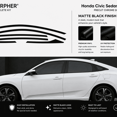 Honda Civic Sedan (2016–2021) Precut Chrome Delete Kit - alternate view
