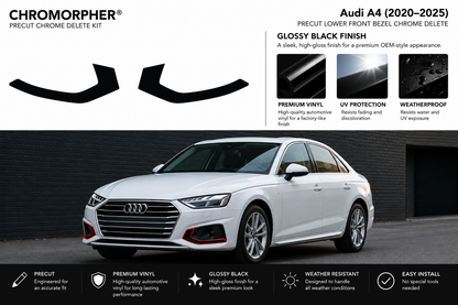 ChroMorpher Audi A4 (2020–2025) lower front bezel precut chrome delete kit