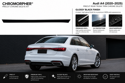 ChroMorpher Audi A4 (2020–2025) rear trunk trim precut chrome delete kit