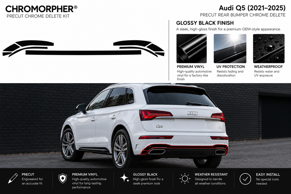 ChroMorpher Audi Q5 (2021–2025) rear bumper precut chrome delete kit