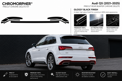 ChroMorpher Audi Q5 (2021–2025) rear bumper precut chrome delete kit