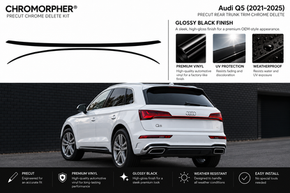 ChroMorpher Audi Q5 (2021–2025) rear trunk trim precut chrome delete kit