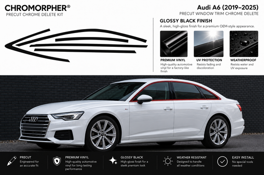 ChroMorpher Audi A6 C8 (2019–2025) window trim precut chrome delete kit